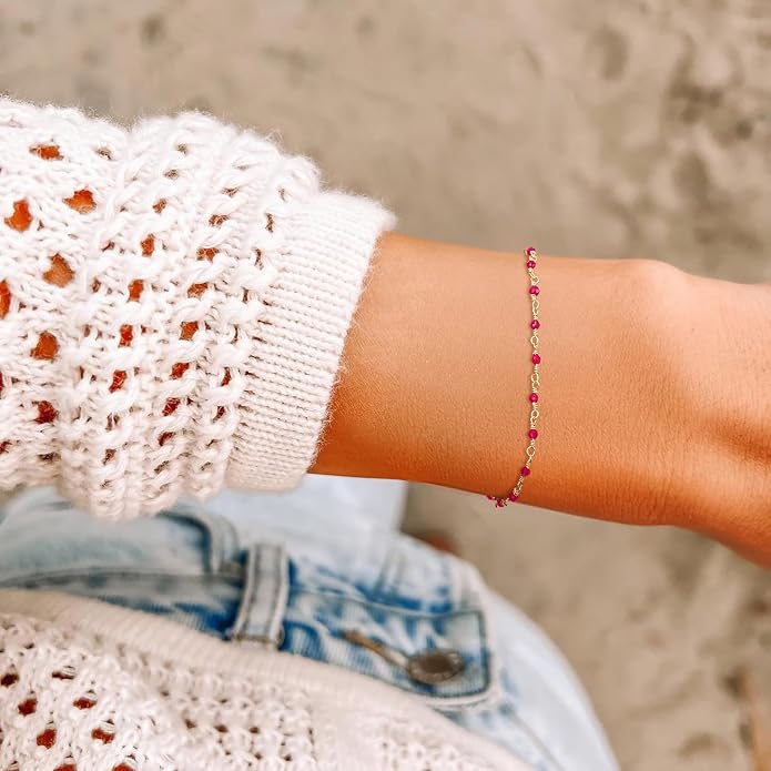 Dremmy Studios Gold Bracelet for Women 18K Gold Plated Dainty Paperclip Cubic Zirconia Disc Coin Star Cable Satellite Bead Pearl Simple Boho Minimalist Stacking Layered Link Jewelry Gift
