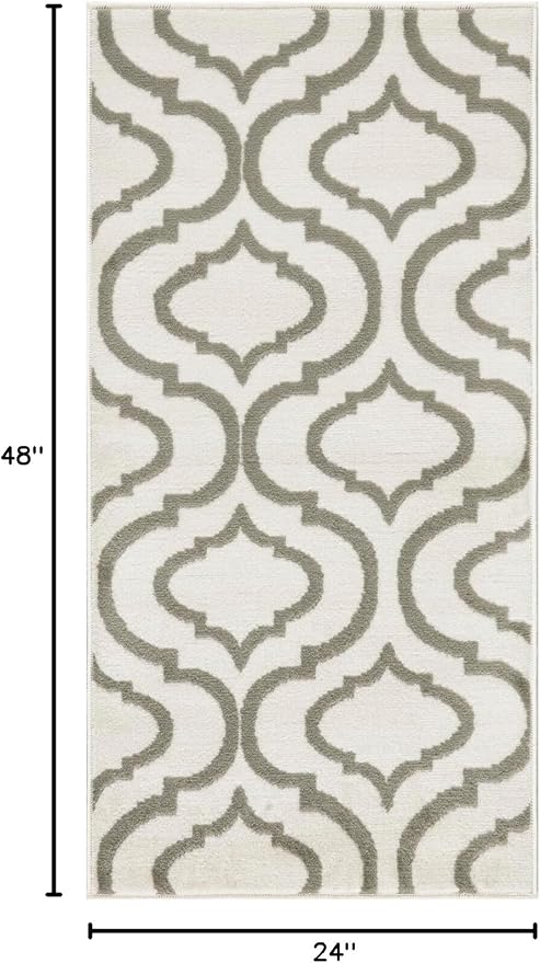 Nourison Home Jubilant Ivory Green 2' x 4' Area Rug - Easy Clean, Non Shedding, Bed Room, Living Room, Dining Room, Kitchen (2' x 4')