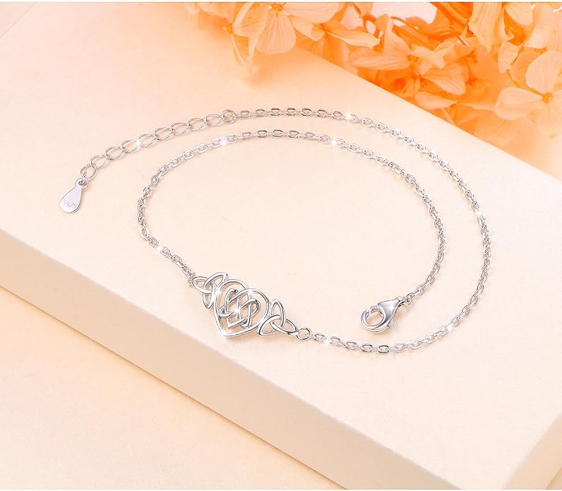 Alphm Anklet for Women S925 Sterling Silver Adjustable Foot Evil Eye Starfish Heart Bead Butterfly Celtic Knot Cross Multilayer Layered Ankle Bracelet Jewelry