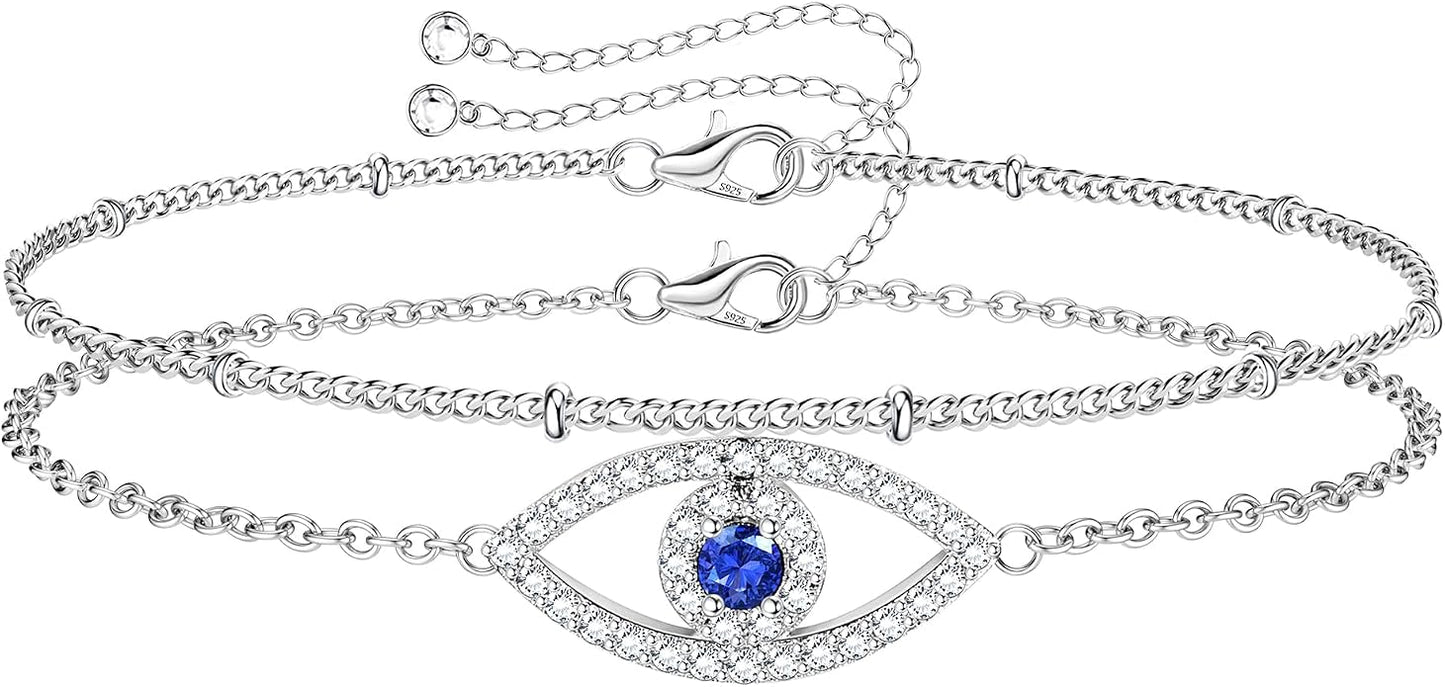 MILACOLATO 925 Sterling Silver Clasp Paperclip Chain Bracelets 14K White Gold Plated Solid Diamond-Cut Paperclip Chain Women Bracelet Adjustable Layered Satellite Beads Bracelets for Women