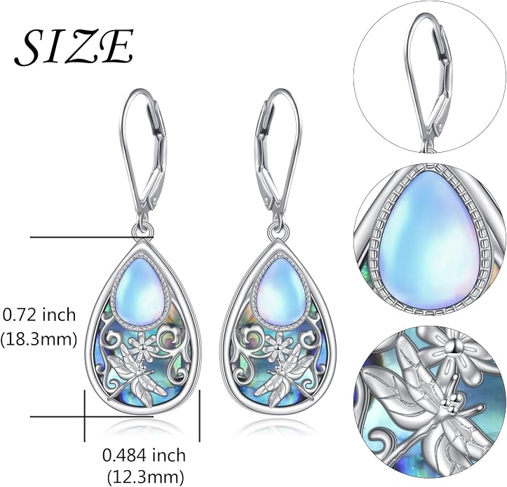 925 Sterling Silver Filigree Dangle Drop Earrings Daisy/Lotus/Rose Flower/Moonstone Leverback Teardrop Earrings for Women Infinity Celtic Knot Daisy Lotus Jewelry for Mothers Day