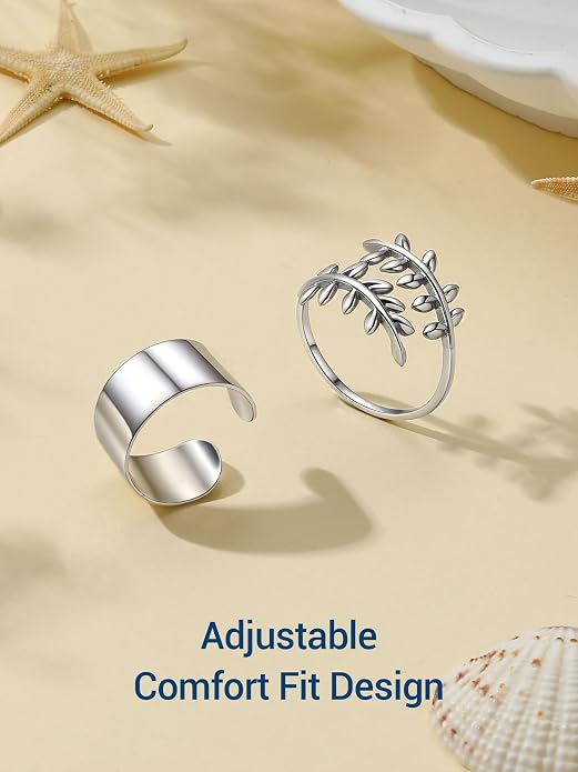 PROSILVER Adjustable Toe Rings for Women, Summer Beach Foot Jewelry, 925 Sterling Silver Open Toe Rings, Dainty Pinky Ring, Thumb Ring, Come with Box