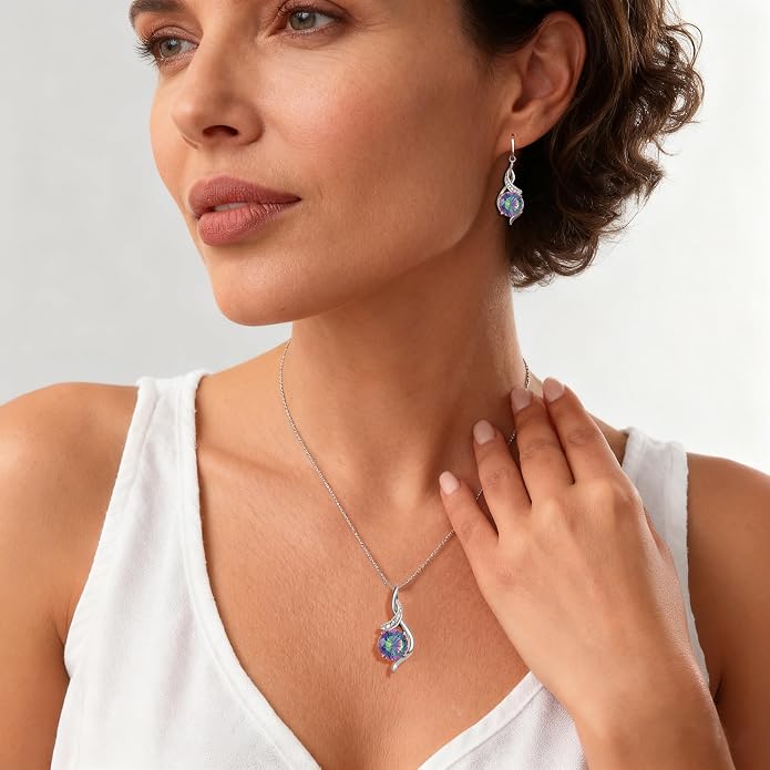 Women‘s Birthstone Pendant Necklace S925 Sterling Silver Imitation Diamond Infinity Necklace Jewelry Gift for Her