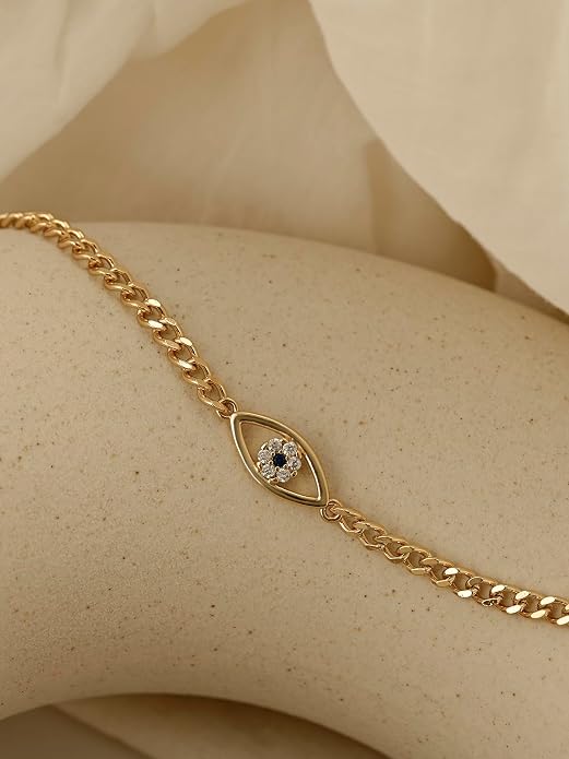 Charm Bracelet for Women Gold Trendy Non Tarnish Sideways 14K Gold Plated Simple Dainty Chain Jewelry Gift