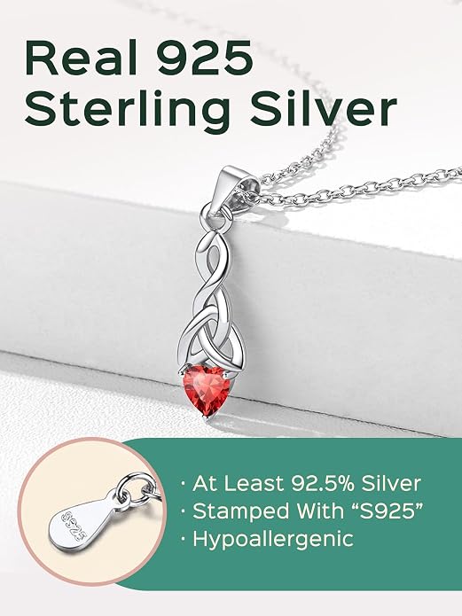 ChicSilver Bow and Cat Birthstone Necklace, 925 Sterling Silver Pendant Necklaces for Women, Hypoallergenic Silver Choker with 16 inch Rolo Chain, 12 Months Jewelry for Valentines Mothers Day Christmas