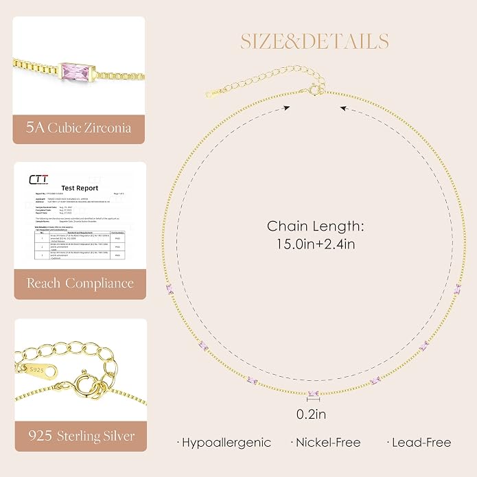 LOUISA SECRET Birthstone Necklaces for Women, 14K Gold Plated Dainty Simple Necklace, 925 Sterling Silver Birthday Anniversary Jewelry Gift for Women Mom Mother