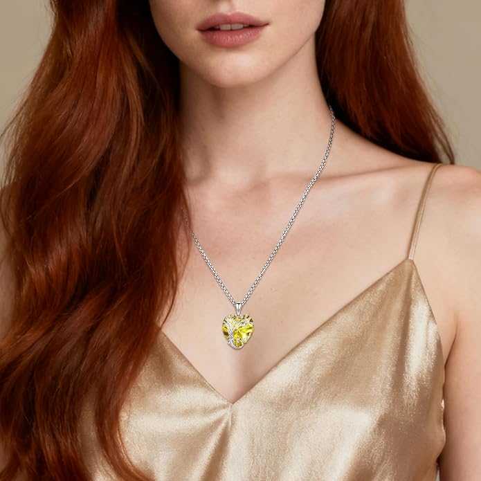 Eusense Tree of Life Necklace for Women White Gold Plated Copper Moonstone/Turquoise/Black Onyx/Crystal Birthstone Pendant Jewelry Gifts for Women Men
