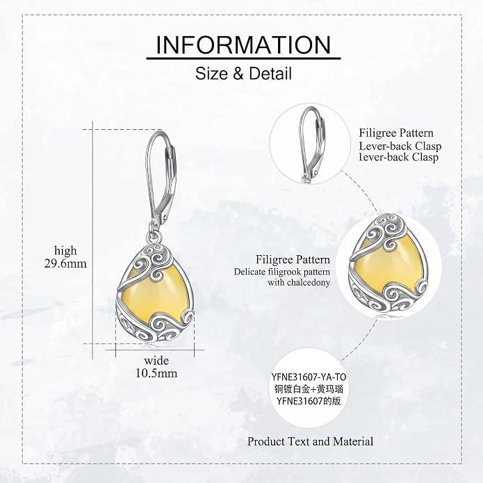Teardrop Tree of Life/Filigree Earrings for Women Dangle Leverback Earrings Jewelry Gift Anniversary For Her