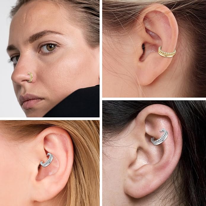 316L Surgical Steel Septum Clicker Ring Nose Ring Hoop Sleeper Hoop Earring Helix Rook Conch Cartilage Daith Tragus Earrings Lobe Nose Piercing Jewelry for Women