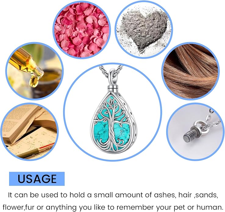 Turquoise Jewelry for Women Men 925 Sterling Silver Pendant Urn Necklaces for Ashes Picture Locket Necklace Thor Hammer Yggdrasil Virgen De Guadalupe St Michael Christopher Judas Witches Knot Necklace