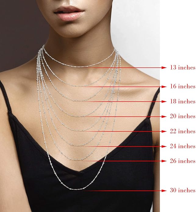 Miabella Italian 925 Sterling Singapore Bead Chain Station Necklace for Women, Made in Italy