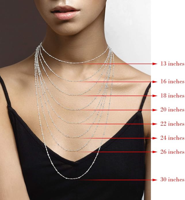 Miabella Italian 925 Sterling Singapore Bead Chain Station Necklace for Women, Made in Italy