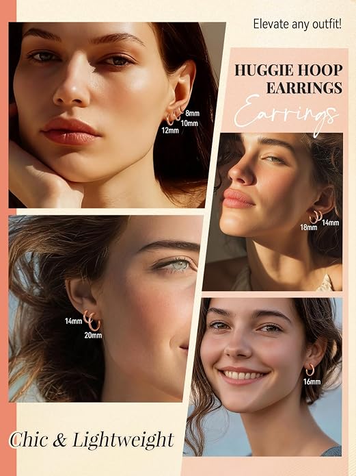 FaithHeart 925 Sterling Silver Post Huggie Hoop Earrings for Women, Silver Small Hoop Earring, Hypoallergenic Cartilage Earrings for Women
