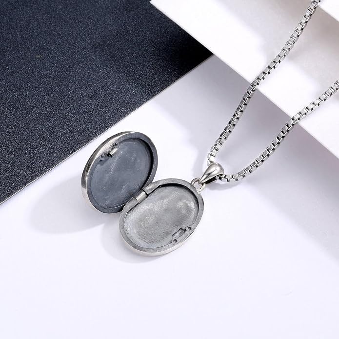 925 Sterling Silver Oval Turquoise Lockets Pendant that Holds Pictures Vintage Jewelry Memorial Gifts for Women