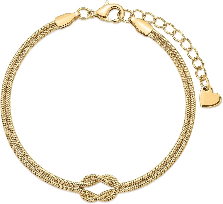 Charm Bracelet for Women Gold Trendy Non Tarnish Sideways 14K Gold Plated Simple Dainty Chain Jewelry Gift