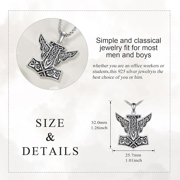 POPLYKE Faith/Sword/Mustard Seed/Horse/Wolf/Thor's Hammer/Viking/Devil Eyes Snake Sterling Silver Necklace for Men Jewelry Birthday Gifts