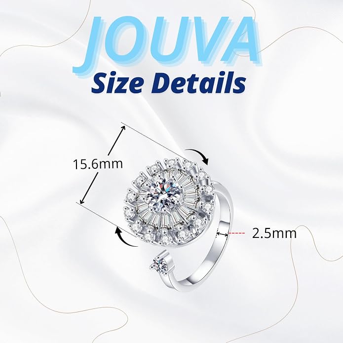 18K Gold Plated Adjustable Spinner Anxiety Ring for Women, Sunflower Fidget Ring for Stress Relief