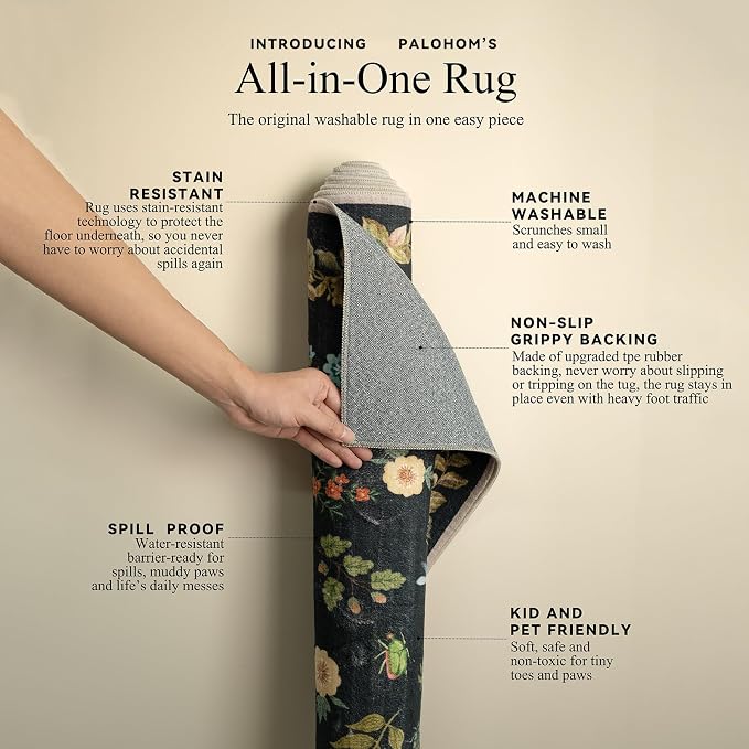 Washable Small Area Rugs for Entryway: 2x3 Throw Rug Door Mat Indoor Entrance Stain Resistant Non-Slip Low Pile Soft Carpets for Kitchen Front Door Indoor Entrance Entry Bedroom Bedside Farmhouse