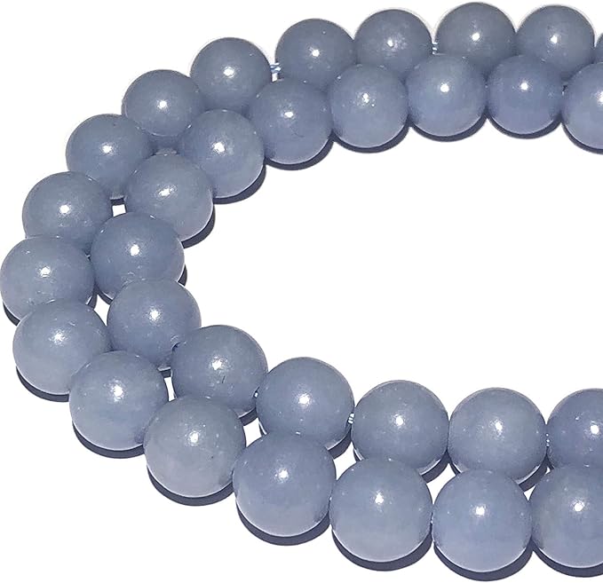 ABCGEMS Peruvian Sky-Blue Anhydrite Beads (AKA Angelite- Mohs Hardness 3.5) Healing Energy Crystal Stone Ideal for Bracelet Necklace Ring DIY Jewelry Making Craft Men Women Smooth Round 12mm