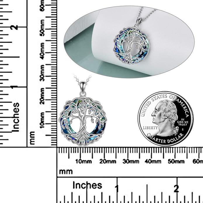 POPLYKE Tree of Life Necklace for Women Sterling Silver Celtic Knot Family Tree With Blue/Purple/Volcano Crystal Irish Gifts for Mom Wife Birthday Christmas