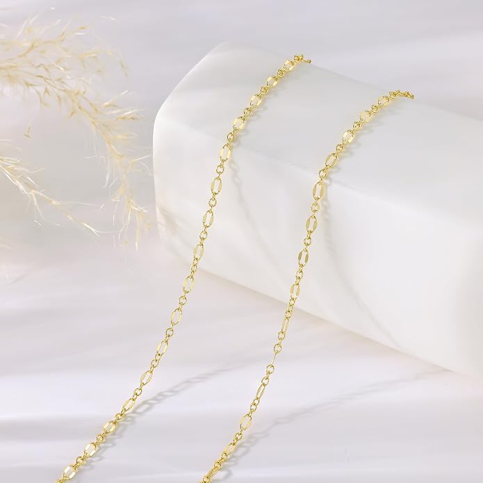 Tewiky Gold Chain Necklace for Women, 14k Gold Plated Thin Beaded Wave Box Necklace Dainty Simple Layered Choker Minimalist Link Chain Necklace Trendy Jewelry for Women