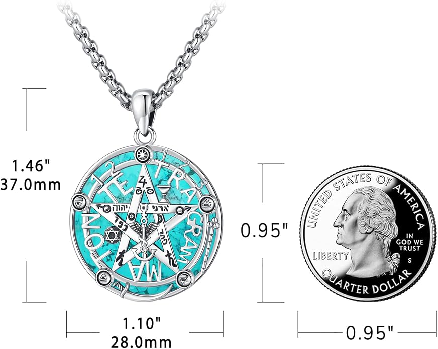 Turquoise Jewelry for Women Men 925 Sterling Silver Pendant Urn Necklaces for Ashes Picture Locket Necklace Thor Hammer Yggdrasil Virgen De Guadalupe St Michael Christopher Judas Witches Knot Necklace