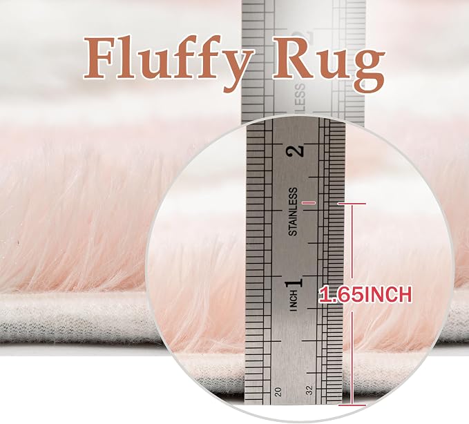 PureCozy Checkered Rug 5x8 Fluffy Shag Living Room Pink Area Rug Modern Washable Carpet Soft Shaggy Non Slip Indoor Plush Fuzzy Rugs for Bedroom Dorm Office Home Aesthetic Decor