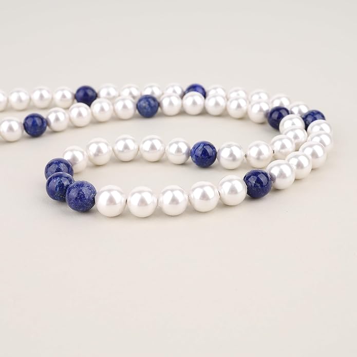 GAVU Men's Pearl Necklace, Pearl Jewelry Crystal Beaded Necklace for Men 20"/22"/24"/26"