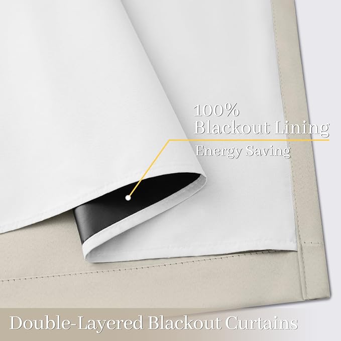 Yakamok Stone Blackout Curtains 84 Inches Long for Bedroom 50" Wide 2 Panel | Blackout Curtain Panels for Bedroom, 2 Thick Layers Grommet Top Thermal Insulated Drapes with White Back for Living Room