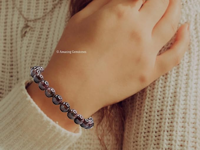 Amazing Gemstone Garnet Bracelet for Women Men's Gifts - Protection Healing Crystal Bracelet - 8mm Gemstone Beaded Adjustable Bracelet
