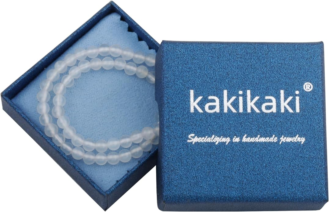Kakikaki Natural Agate Choker Necklace Sterling Silver Round Beads Strand Necklace for Women