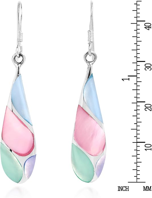 AeraVida Vintage Stone Teardrop Birthstone Sterling Silver Earrings, 9x45 mm | Dangle Earrings for Women