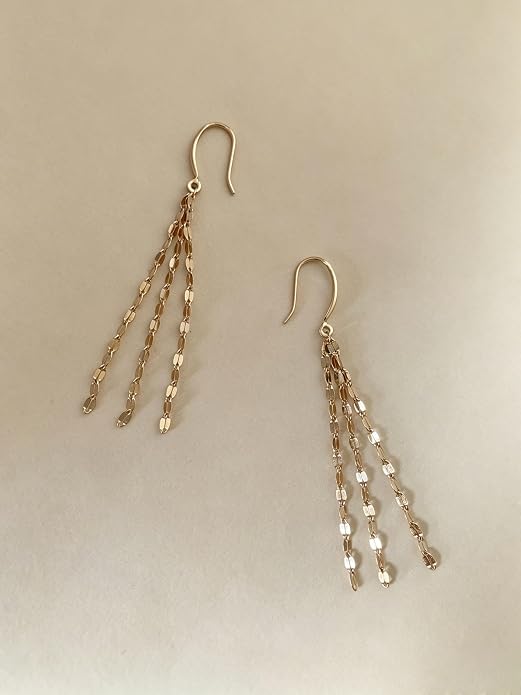 Long Chain Dangle Earrings Dainty Tassel Drop Linear Earrings Hypoallergenic Jewelry