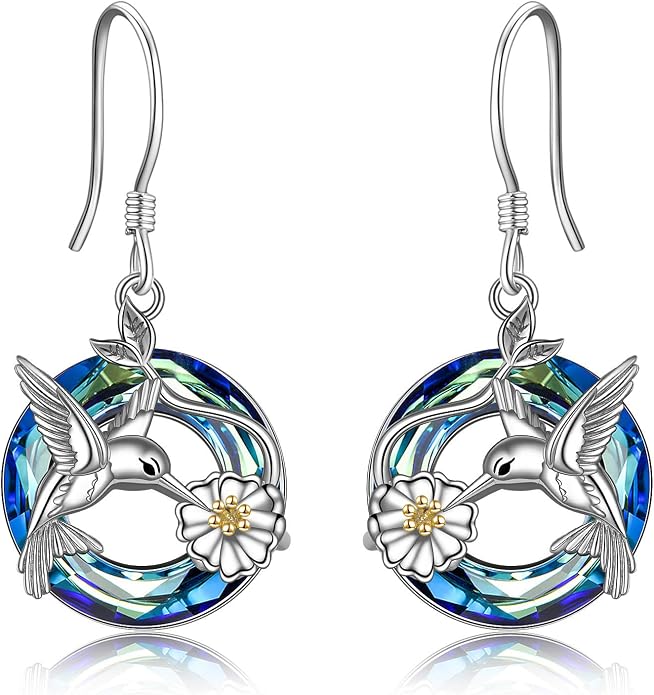 POPLYKE Dragonfly Butterfly Hummingbird Sunflower Earrings 925 Sterling Silver Abalone Shell Moonstone Leverback Earrings Jewelry