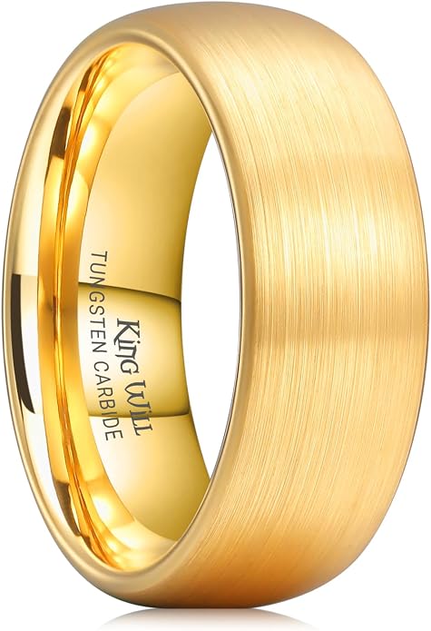 King Will Wedding Band for Men Women, 2/4/6/7/8mm Domed Matte Brushed Tungsten Carbide Rings, Solid/Dual Color Engagement Rings, Comfort Fit