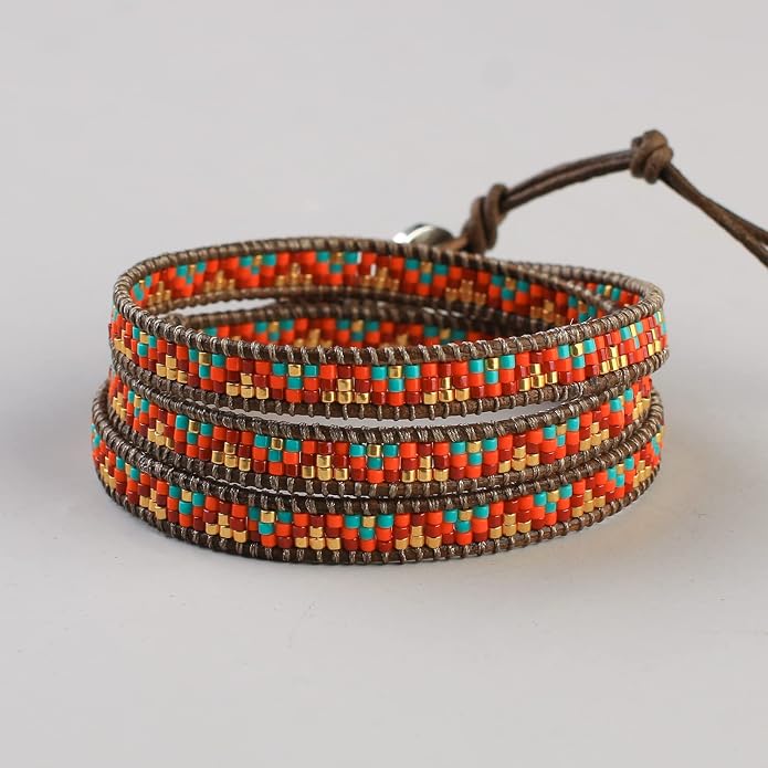 KELITCH New Women Friendship Bracelet Leather Wrap Bracelets Bangle Handmade Stackable Jewelry