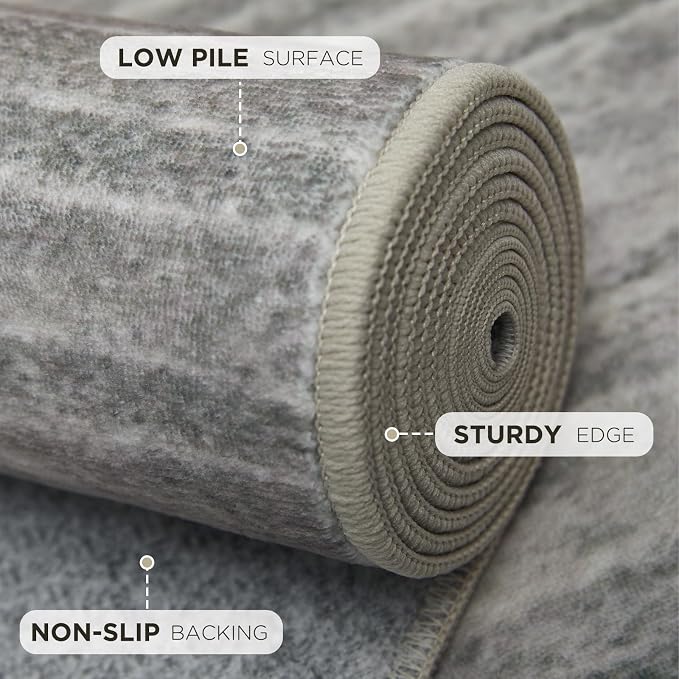 Joydeco 5x7 Area Rugs for Living Room, Washable Modern Abstract Non Slip Soft Rug, Low Pile Carpet for Bedroom, Dining Room, Home Office, Pet & Child Friendly, Beige & White & Dark Gray