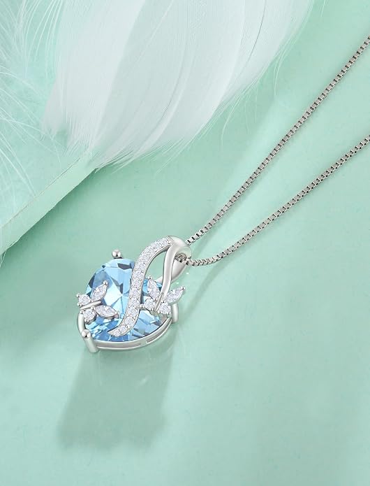 Butterfly Necklaces for Women Sterling Silver Infinity Heart Pendant Birthstone Jewelry Gift with 14k Yellow Gold/Rose Gold Plated