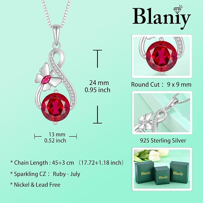 Butterfly Necklaces for Women 925 Sterling Silver Infinity Pendant Necklace Birthstone Jewelry Gifts for Her