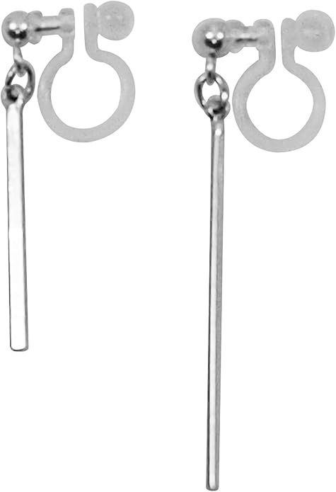 Comfortable Stick Invisible Clip On Earrings Gold Dangle Long Waved Threader Bar Clip-On Non Pierced Earrings Silver For Women,…