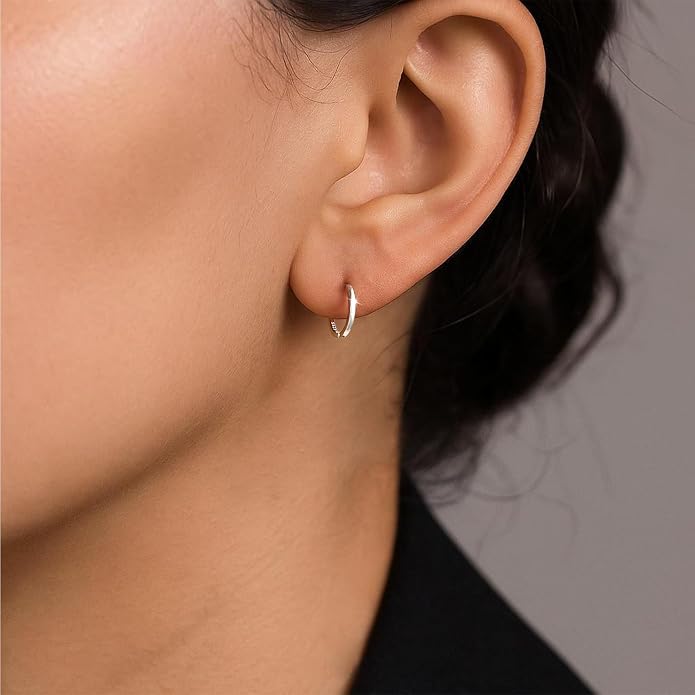 MOODEAR 925 Sterling Silver Hoop Earrings - Small Huggie Earrings for Women, Hypoallergenic Trendy Cartilage Silver Earrings, Lightweight Jewelry Gifts