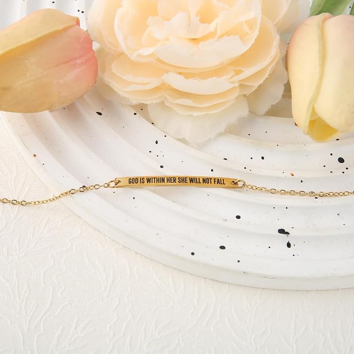 Dont Let The Hard Days Win Bracelet - Gold Hard Day Motivational Bangle Stainless Steel Engraved Words, Inspirational Chain Jewelry Gifts for Women Friend