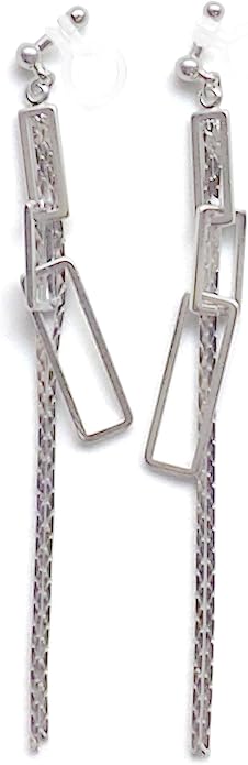 Comfortable Stick Invisible Clip On Earrings Gold Dangle Long Waved Threader Bar Clip-On Non Pierced Earrings Silver For Women,…
