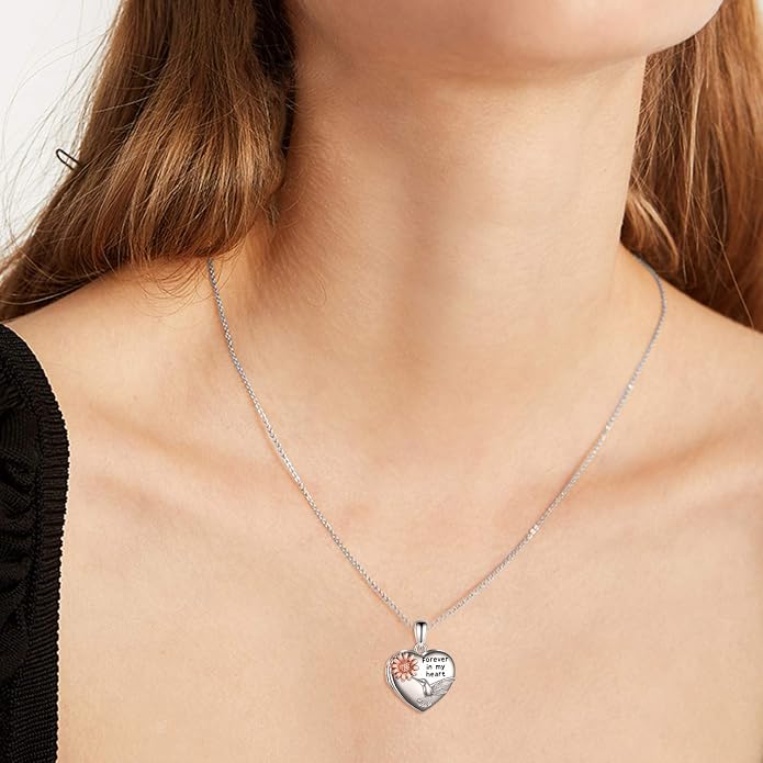 YFN Locket Necklace 925 Sterling Silver Heart Locket Necklace that Holds Pictures for Women Jewelry Gifts
