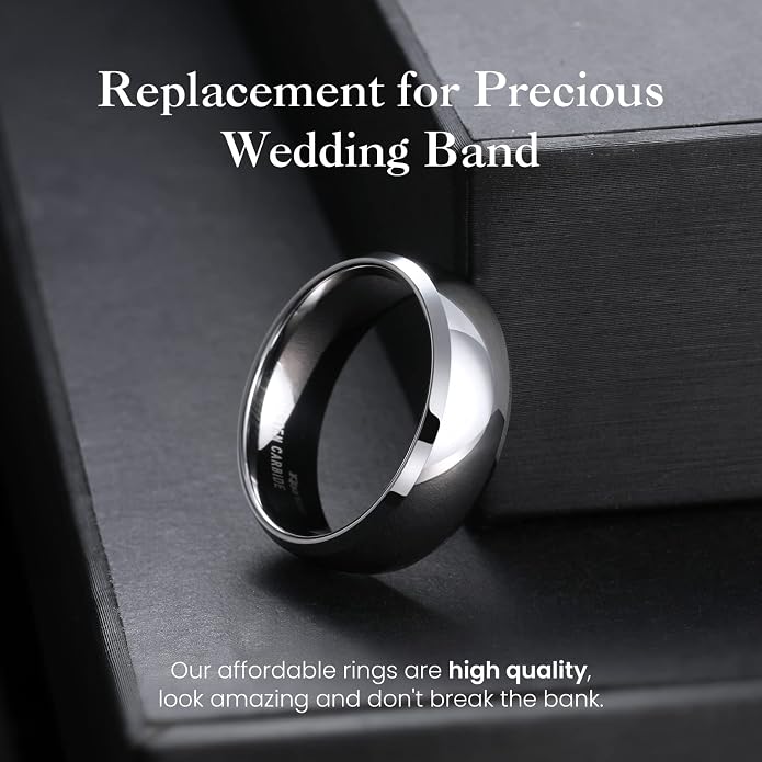 King Will Men's Women's Tungsten Carbide Ring 24k Gold Plated Rose Gold Plated Domed Polished Finish Wedding Band