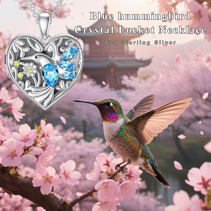 Dorunmo Personalized Locket Necklace 925 Sterling Silver that Holds Pictures Butterfly Birthstone Photo Heart Locket Custom Jewelry Congratulations New Beginnings New Job Gifts for Women