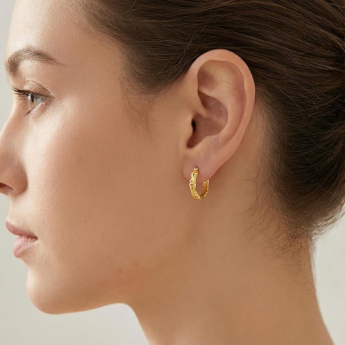 Gold Dainty Hoop Earrings for Women Hypoallergenic Lightweight 14K Gold Huggie Earrings Jewelry Valentines Day Gifts for Wife Girlfriend Her