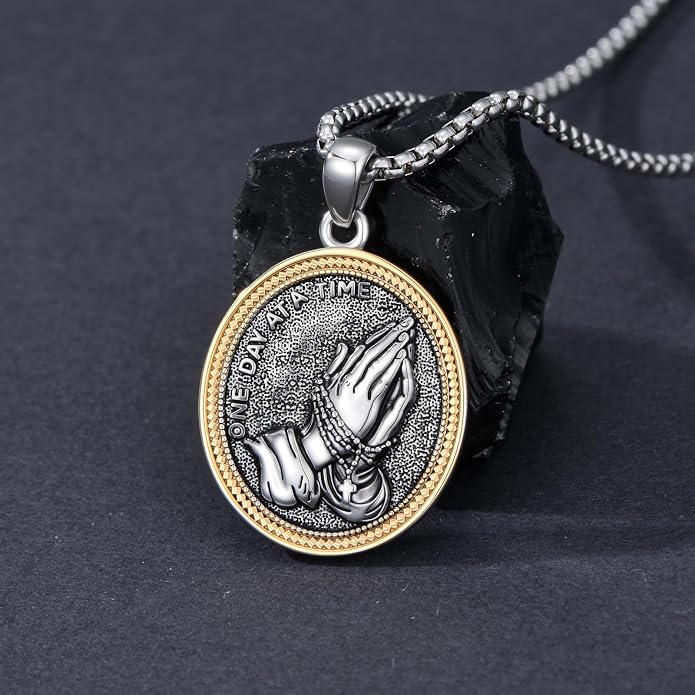 LEECCl Men's Necklaces 925 Sterling Silver Thors Hammer/Cross of Thorns/Bible/St. Michael Gothic pendant Religious Jewelry for Men Father