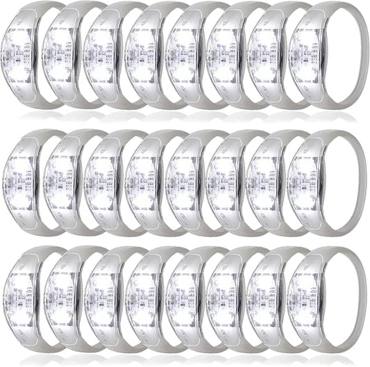 24 Pcs LED Glow Bracelets Sound Activated Bracelet Glow Bracelets with Flashing LED Strobe for Wedding,Carnival,Concerts , Night Events, Rave, Game Prizes, Birthday Party Favor (white)