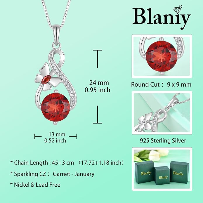 Butterfly Necklaces for Women 925 Sterling Silver Infinity Pendant Necklace Birthstone Jewelry Gifts for Her